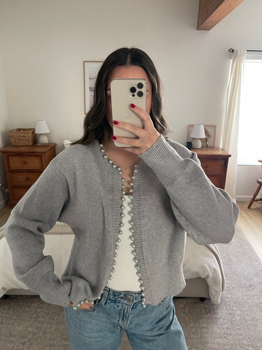 Sophie Pearl Cardigan, Grey